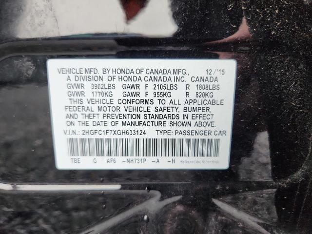 2HGFC1F7XGH633124 - 2016 HONDA CIVIC EXL Qara foto 12