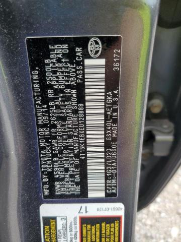 4T1BK1EBXEU128888 - 2014 TOYOTA AVALON BASE GRAY photo 12