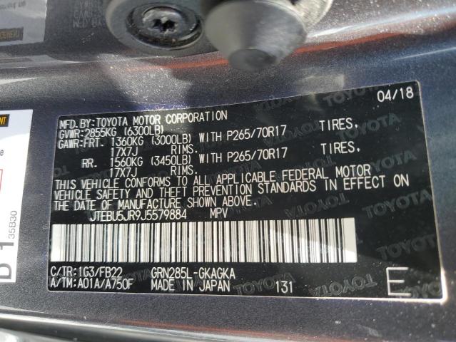 JTEBU5JR9J5579884 - 2018 TOYOTA 4RUNNER SR5/SR5 PREMIUM GRAY photo 13