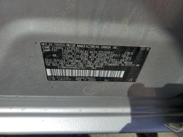 2T3BK4DV4AW022161 - 2010 TOYOTA RAV4 SILVER photo 13