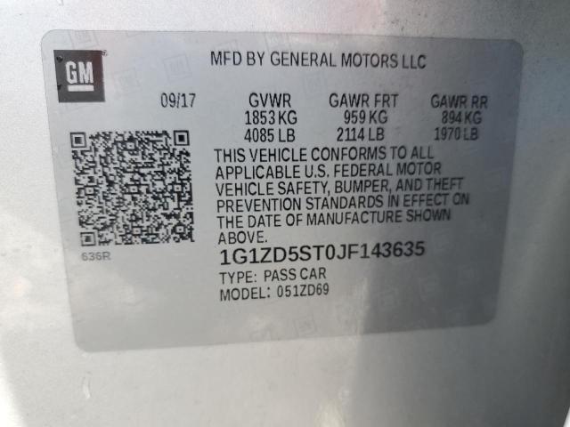 1G1ZD5ST0JF143635 - 2018 CHEVROLET MALIBU LT 银色 照片 12