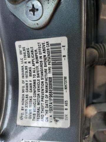 19XFA1F96BE008908 - 2011 HONDA CIVIC EXL Մոխրագույն լուսանկար 12