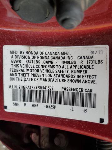 2HGFA1F5XBH541539 - 2011 HONDA CIVIC LX RED photo 23