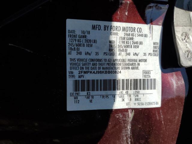 2FMPK4J98KBB03824 - 2019 FORD EDGE SEL 勃艮第红 照片 13