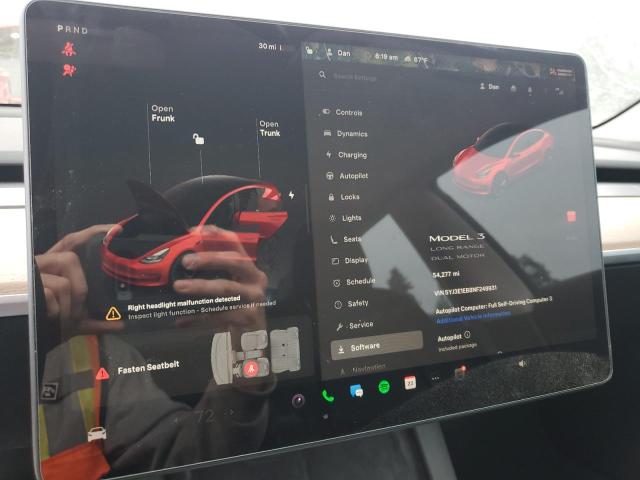 5YJ3E1EB8NF249931 - 2022 TESLA MODEL 3 红色 照片 9