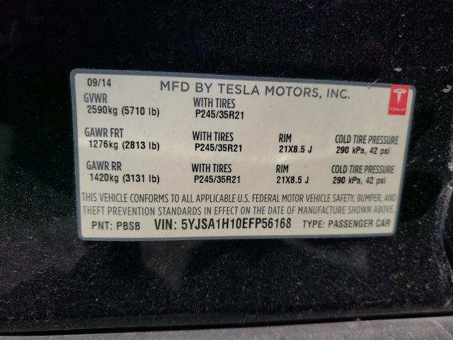 5YJSA1H10EFP56168 - 2014 TESLA MODEL S Սև լուսանկար 12