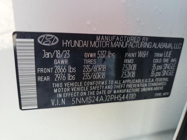 5NMS24AJ2PH544110 - 2023 HYUNDAI SANTA FE SEL Weiß Foto 14