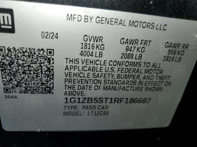 1G1ZB5ST1RF186687 - 2024 CHEVROLET MALIBU LS BLACK photo 13