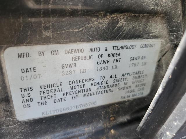 KL1TD66607B765795 - 2007 CHEVROLET AVEO BASE Qara foto 12