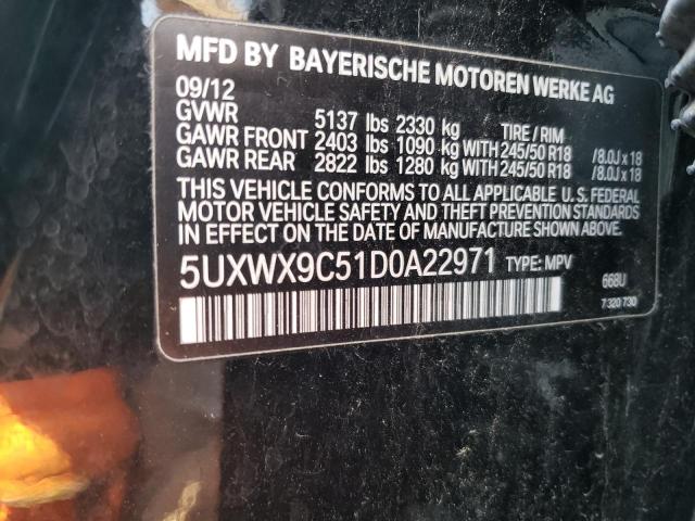 5UXWX9C51D0A22971 - 2013 BMW X3 XDRIVE28I BLACK photo 12