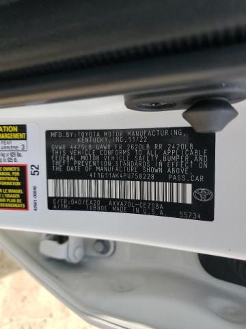 4T1G11AK4PU758228 - 2023 TOYOTA CAMRY SE NIGHT SHADE WHITE photo 12