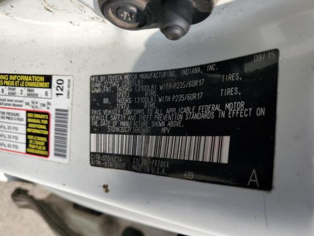 5TDYK3DC7FS662487 - 2015 TOYOTA SIENNA XLE WHITE photo 13