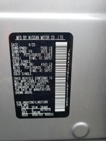 JN8AY2NC1L9621389 - 2020 NISSAN ARMADA SV SILVER photo 13