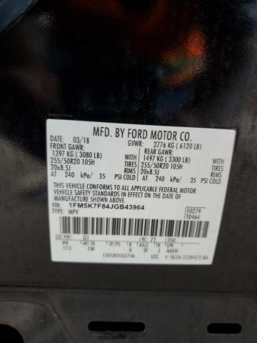 1FM5K7F84JGB43964 - 2018 FORD EXPLORER LIMITED Qara foto 14