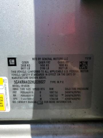 5GAKRAKD2HJ228027 - 2017 BUICK ENCLAVE ვერცხლისფერი ფოტო 13