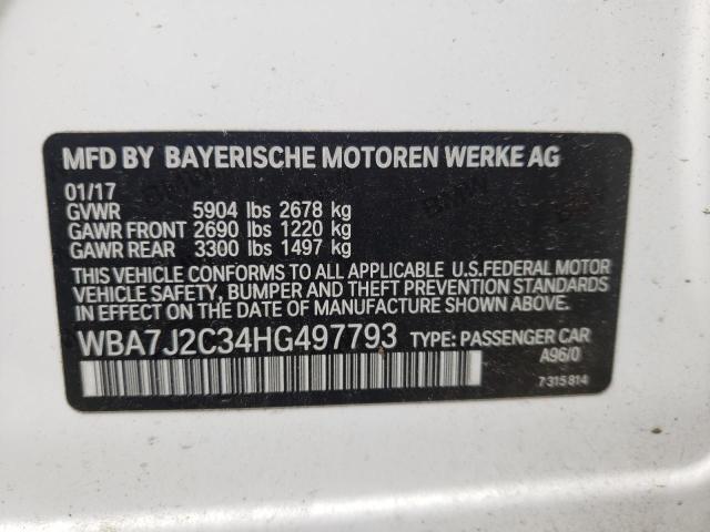 WBA7J2C34HG497793 - 2017 BMW 740 XE WHITE photo 12