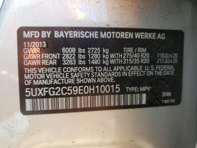 5UXFG2C59E0H10015 - 2014 BMW X6 XDRIVE35I SILVER photo 13