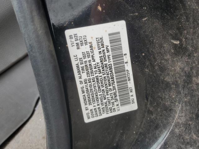 5FNRL3H76AB034903 - 2010 HONDA ODYSSEY EXL BLACK photo 13