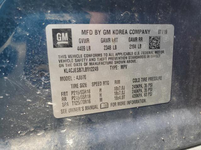 KL4CJESB7LB012249 - 2020 BUICK ENCORE PREFERRED BLUE photo 13