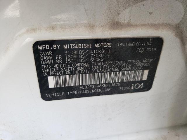 ML32F3FJ8KHF13676 - 2019 MITSUBISHI MIRAGE G4 ES WHITE photo 12