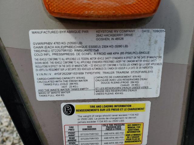 4YDF25229F1531939 - 2015 KEYSTONE SPRINTER Qəhvəyi foto 10