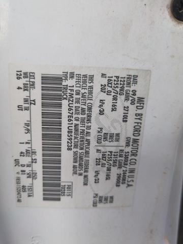 1FMZU67E61UB59238 - 2001 FORD EXPLORER S WHITE photo 12