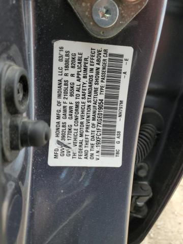 19XFC1F7XGE019054 - 2016 HONDA CIVIC EXL GRAY photo 12
