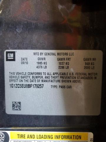 1G1ZC5EU8BF179257 - 2011 CHEVROLET MALIBU 1LT 灰色 照片 13