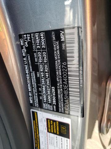 4JGDA5HB3EA400276 - 2014 MERCEDES-BENZ ML 350 4MATIC GRAY photo 12