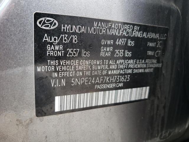 5NPE24AF7KH731623 - 2019 HYUNDAI SONATA SE GRAY photo 12