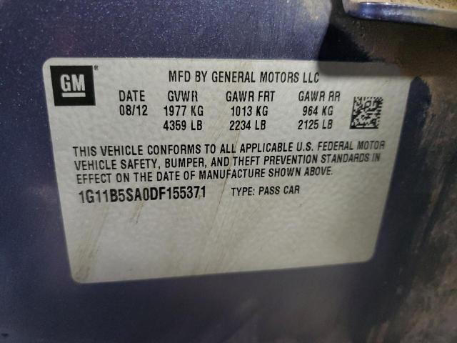 1G11B5SA0DF155371 - 2013 CHEVROLET MALIBU LS BLUE photo 12