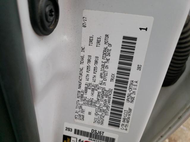 5TFUM5F14HX074382 - 2017 TOYOTA TUNDRA DOUBLE CAB SR/SR5 WHITE photo 13