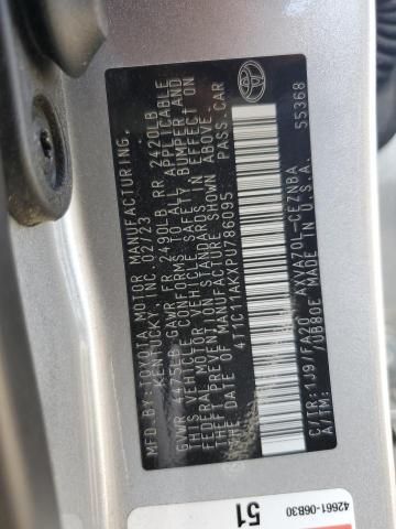 4T1C11AKXPU786095 - 2023 TOYOTA CAMRY LE 银色 照片 12