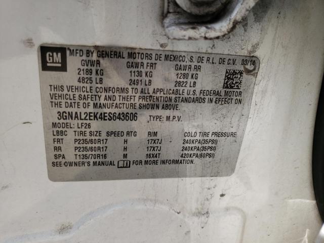 3GNAL2EK4ES643606 - 2014 CHEVROLET CAPTIVA LS 白色 照片 13