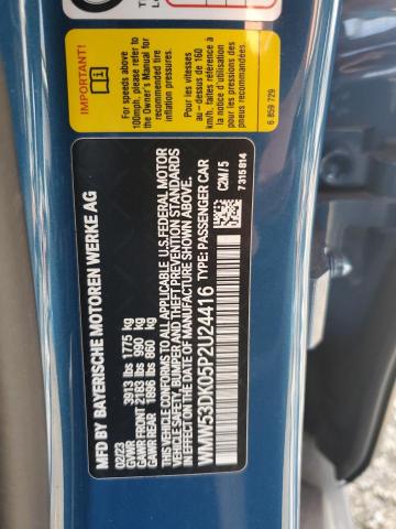 WMW53DK05P2U24416 - 2023 MINI COOPER S BLUE photo 12