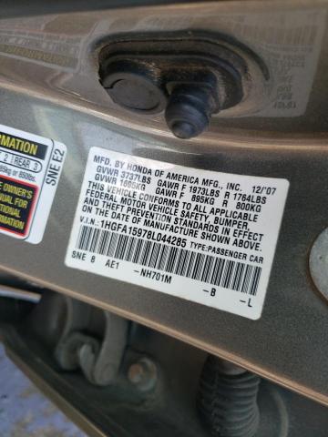 1HGFA15978L044285 - 2008 HONDA CIVIC EXL GRAY photo 12