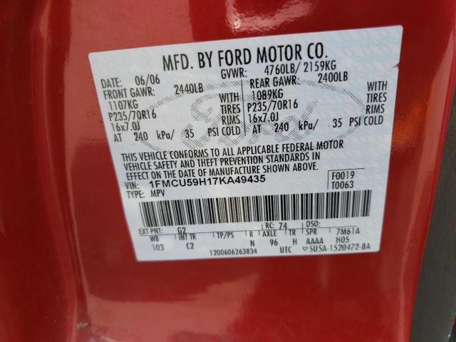 1FMCU59H17KA49435 - 2007 FORD ESCAPE HEV RED photo 13