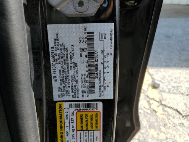 3FA6P0HD6LR250771 - 2020 FORD FUSION SE BLACK photo 13