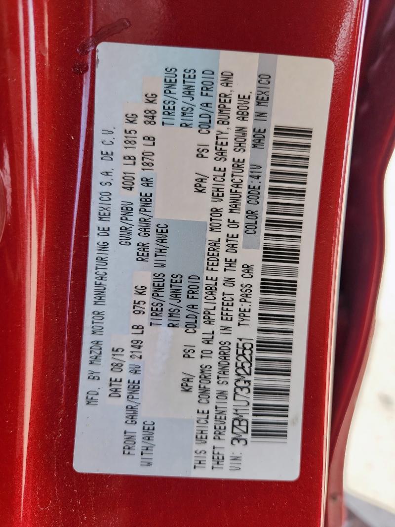 3MZBM1U73GM252551 - 2016 MAZDA 3 SPORT RED photo 12