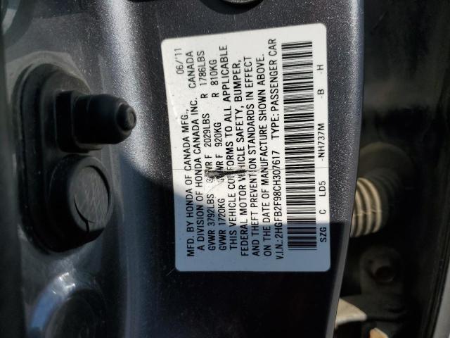 2HGFB2F98CH307617 - 2012 HONDA CIVIC EXL Գրաֆիտ լուսանկար 12