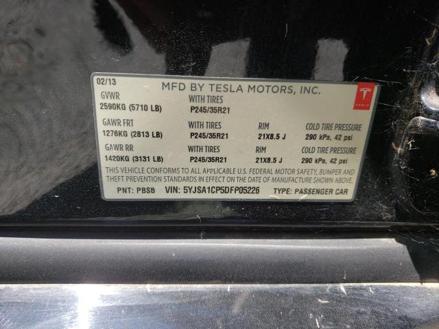 5YJSA1CP5DFP05226 - 2013 TESLA MODEL S Սև լուսանկար 12