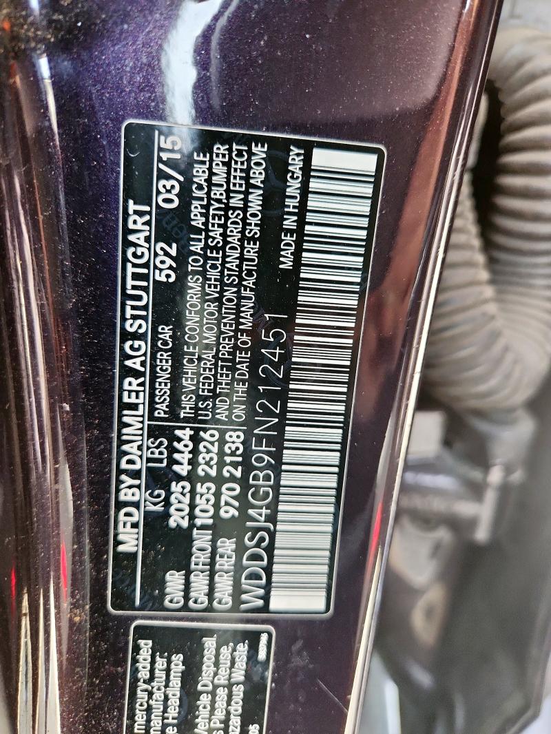 WDDSJ4GB9FN212451 - 2015 MERCEDES-BENZ CLA 250 4MATIC PURPLE photo 12