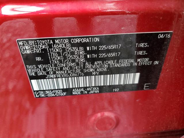 JTMBFREVXGJ086776 - 2016 TOYOTA RAV4 LE 红色 照片 13