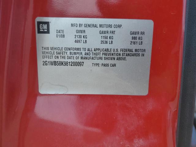 2G1WB58K981200097 - 2008 CHEVROLET IMPALA LS 红色 照片 12