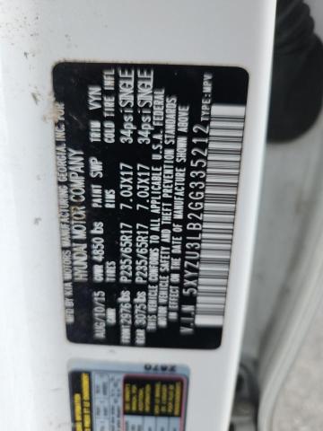 5XYZU3LB2GG335212 - 2016 HYUNDAI SANTA FE S WHITE photo 12