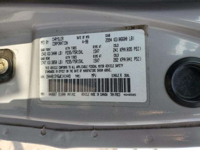 2B4HB15Y6WK141449 - 1998 DODGE RAM WAGON B1500 GRAY photo 12