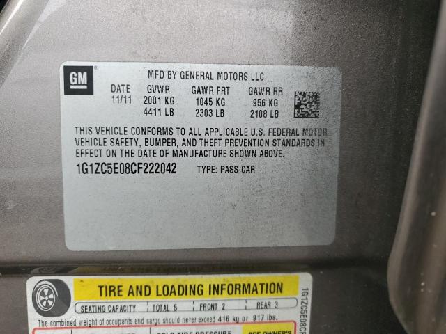 1G1ZC5E08CF222042 - 2012 CHEVROLET MALIBU 1LT 灰色 照片 12