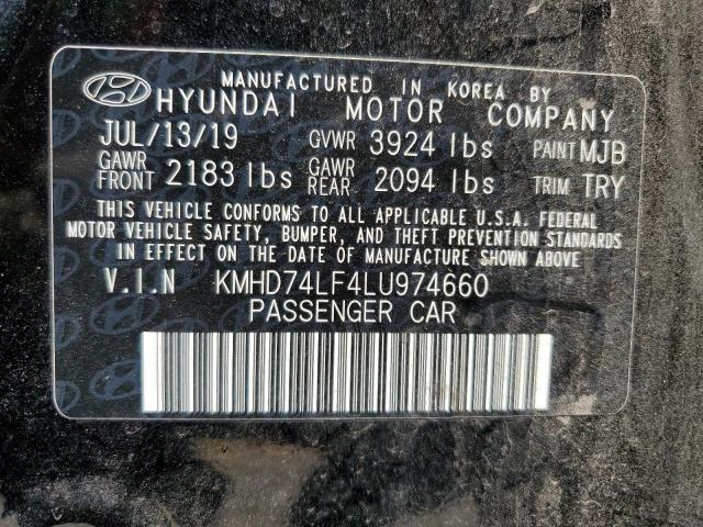 KMHD74LF4LU974660 - 2020 HYUNDAI ELANTRA SE BLACK photo 13