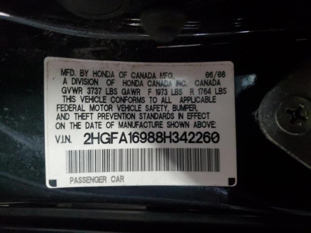 2HGFA16988H342260 - 2008 HONDA CIVIC EXL BLACK photo 12