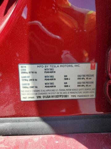 5YJSA1H1XEFP31861 - 2014 TESLA MODEL S წითელი ფოტო 13